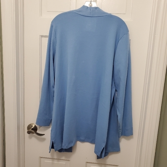 Isaac Mizrahi Light Blue Open Front Cardigan midlength Size 1X, casual comfy - Picture 8 of 10